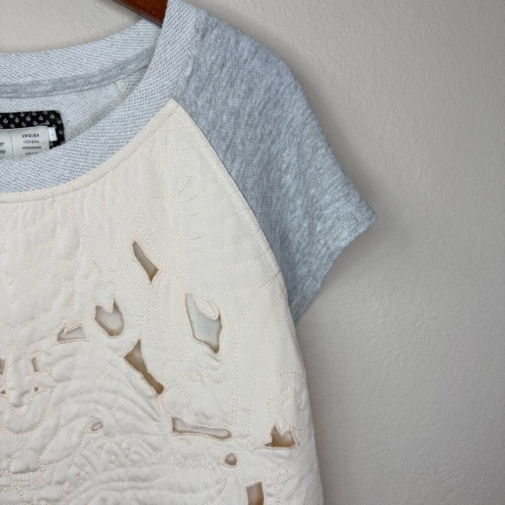 Anthropologie Cream and Gray Long Sleeve Tee - Picture 5 of 13